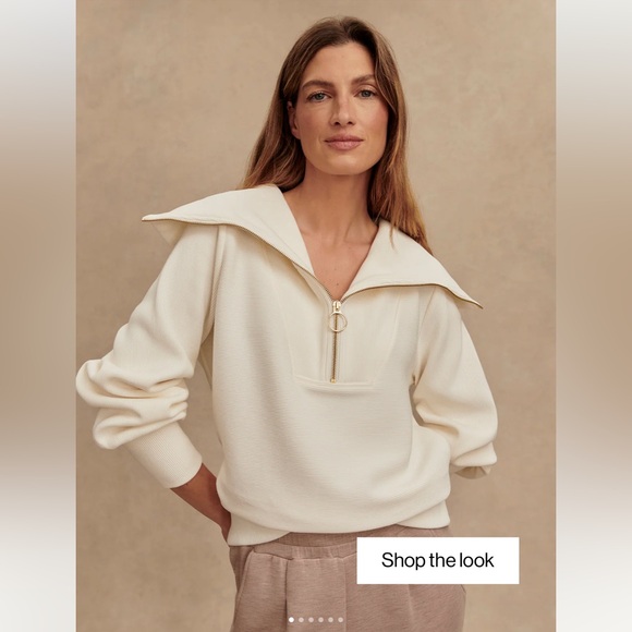 Varley Sweaters - MEDIUM Varley Vine Half-Zip Pullover ivory cream zipper ribbed collar oversized